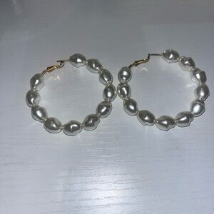 Pearl hoop earrings